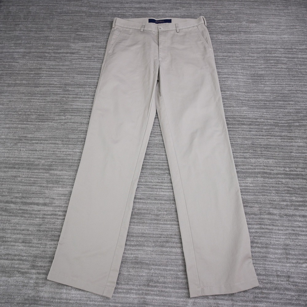 Allen Solly Mens Tan Combed Cotton‎ Flat Front Chino Pants 34 (33)x33.5